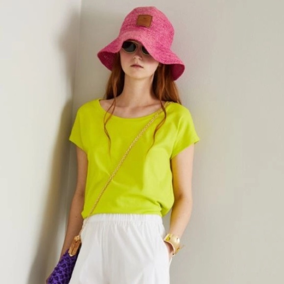 NWOT Max Mara Weekend Label-cut Logo Raffia Cloche Size: M/L Spring/ Summer Pink - Picture 3 of 11